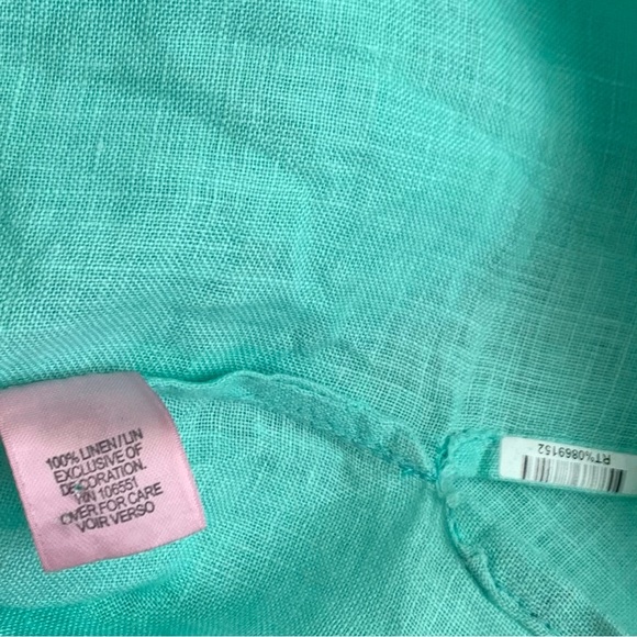 Calypso St Barth 100% Linen Mint Green Beaded Tunic - Picture 6 of 7